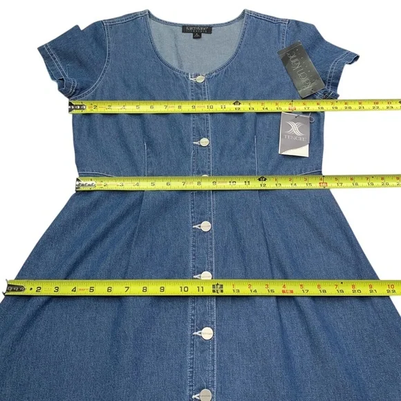 Karen Kane 90s Denim Maxi Dress Button Front Size 6 NWTOS USA Boho Cottage - Picture 7 of 13